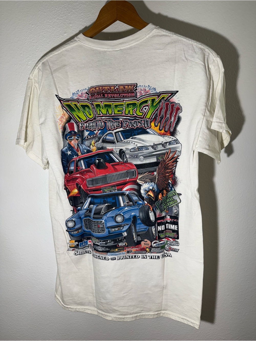 Gildan White Mens Nascarr Graphic Tee - Classic Cotton